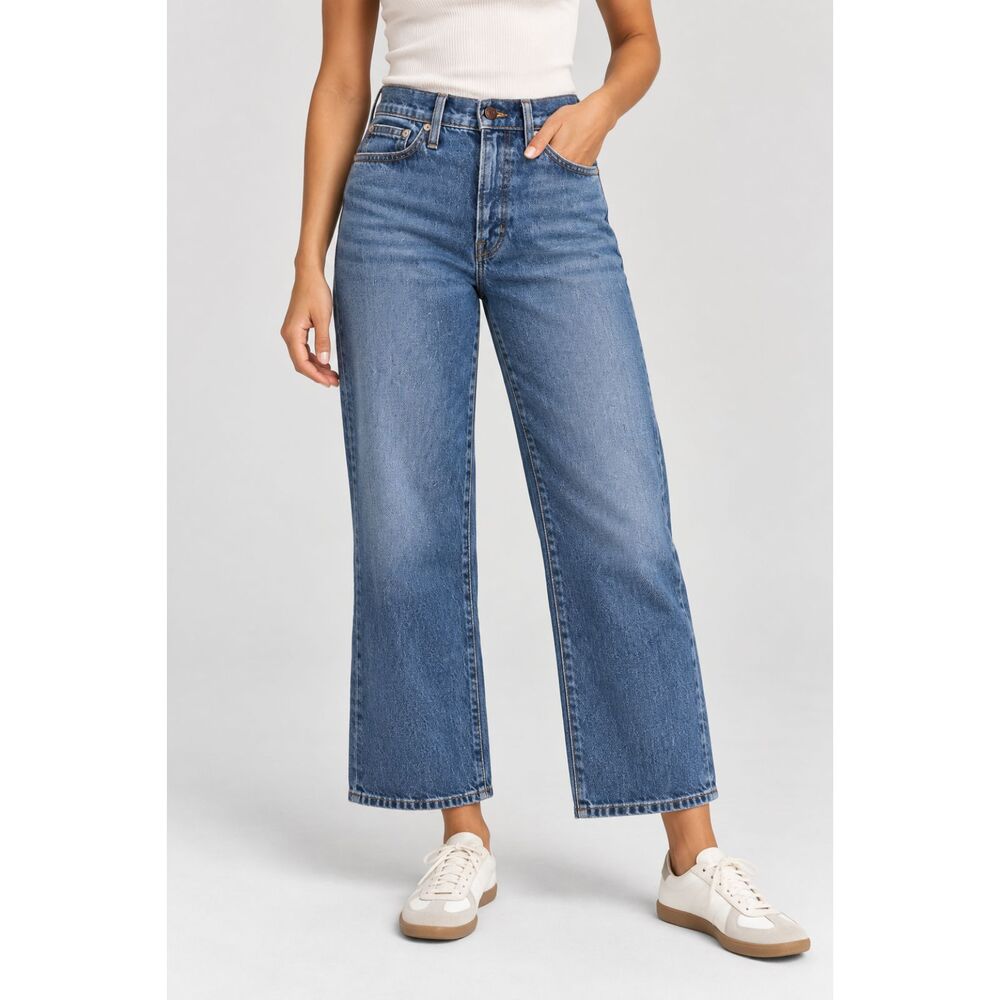 Madewell Perfect Vintage Wide-Leg Crop Jeans Size 26 Medium Wash High Rise